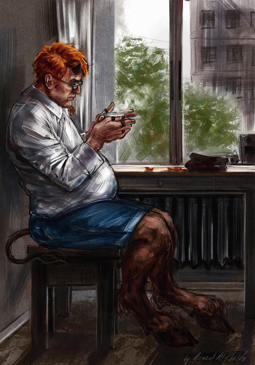 Моя картина "Чай из апельсинов". Портрет Теофила Хакасского. Живопись, техника масляной живописи (дидж). 2025 г