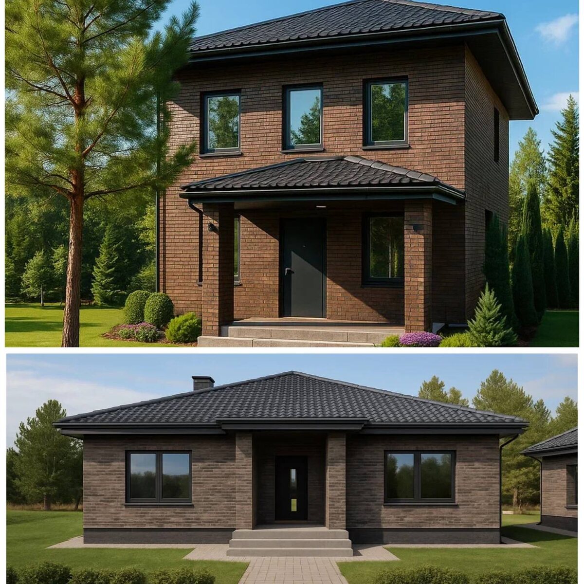 Строим загородные дома в Нижнекамске. на фото представлены два наших проекта 