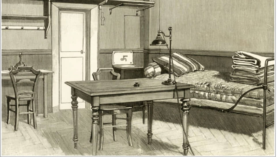 Обстановка камеры в тюрьме Ля-Санте, 1899 год.📷Фото: Ministere de la Justice