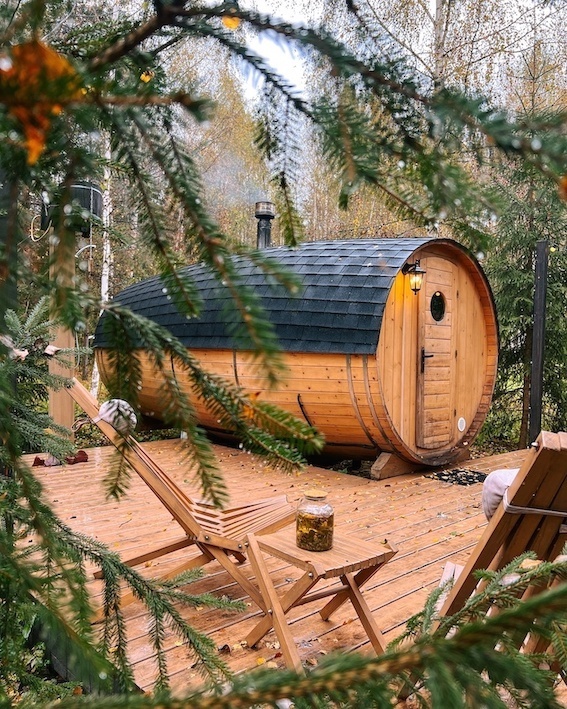 Отдых с баней в Подмосковье в треугольных домиках