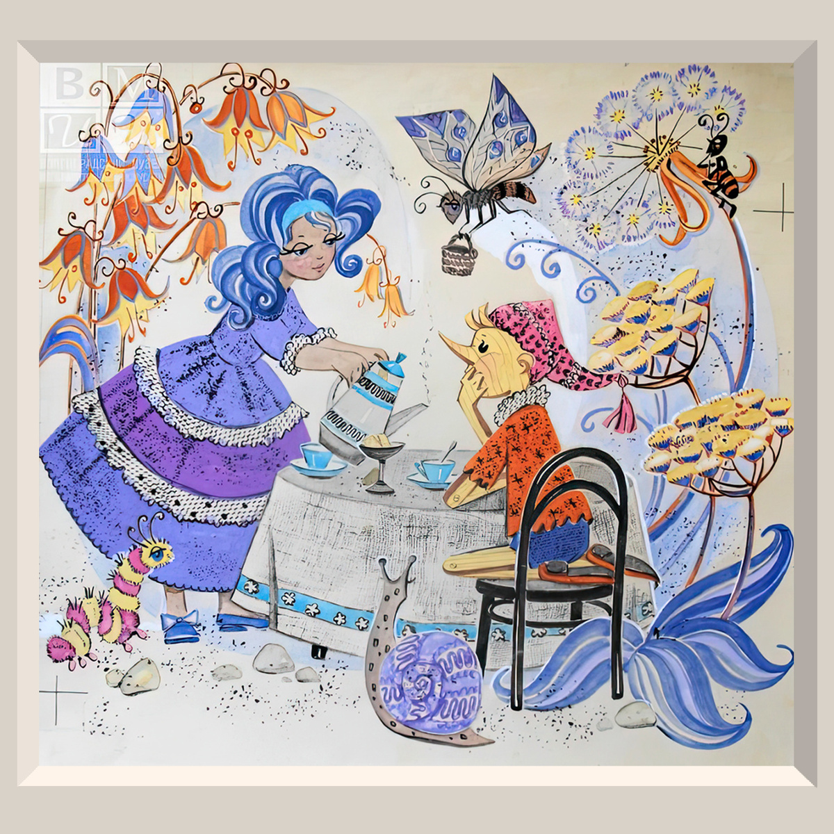 Пирогова Н.Д. «Золотой ключик», А. Толстой, книжная иллюстрация, 1972 г. Источник: https://mashkovmuseum.ru/