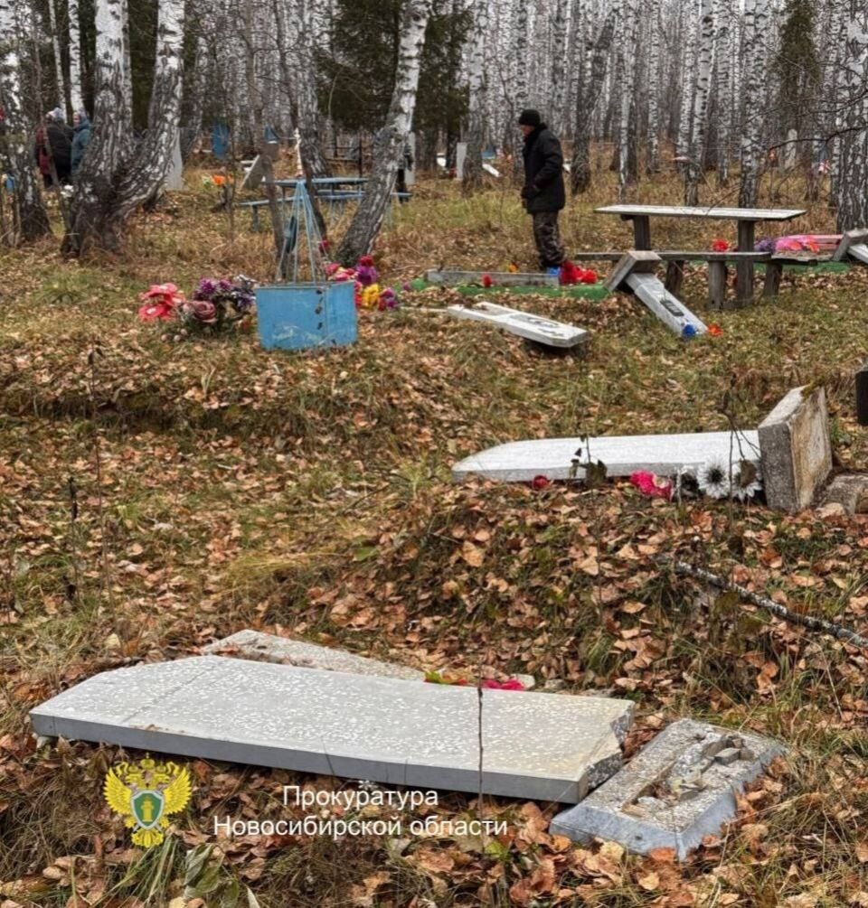    Погром на кладбище в Новосибирской области. Источник: Прокуратура Новосибирской области