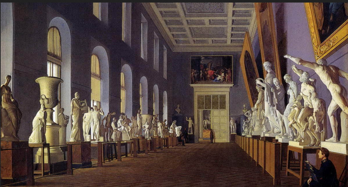 Коридор в Академии художеств. Картина XIX века.