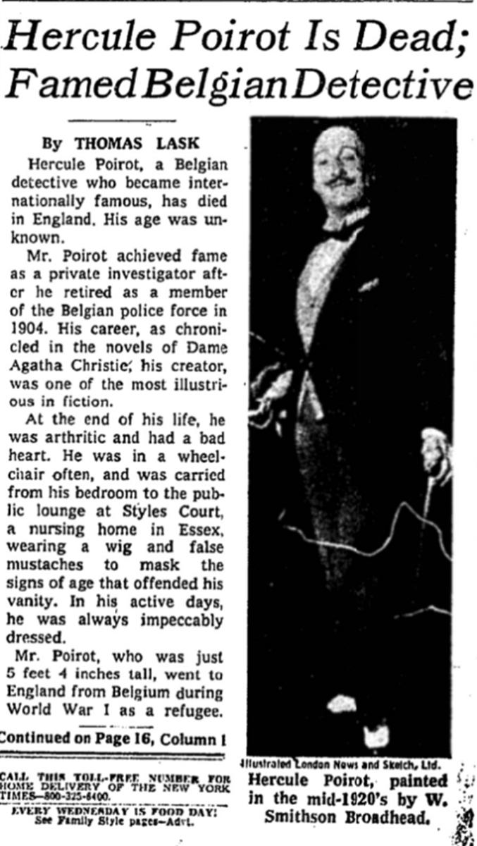 Некролог Эркюля Пуаро