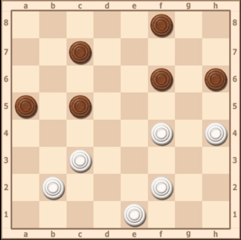 1.D2 D6 (1...G7 2.FE3 CD6 3.CD4 DE5 5.B6=) (1...E72.FE3 CD6 3.CD4 FE5 5.D8 E5 6...A1=) 2.HG5 3.G3 4.E3 5...HG5 6...AB4=