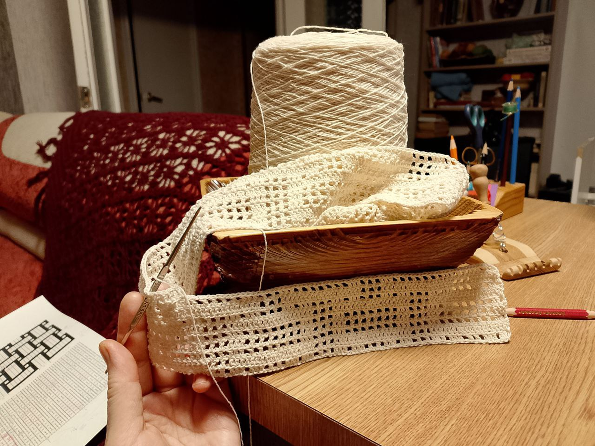 фото автора. Филейное вязание простой узор 