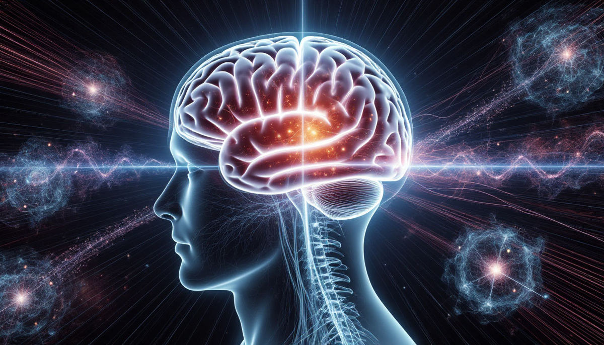 Научно-фантастическая визуализация квантового процесса материализации мысли. 