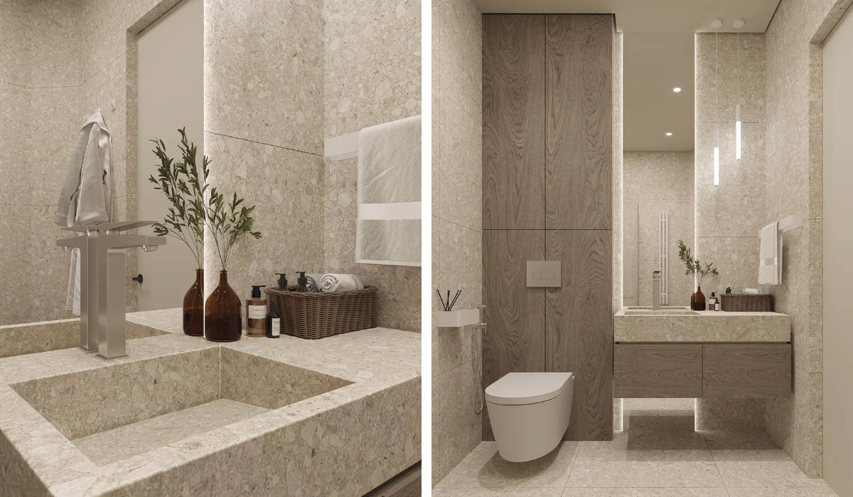 Дизайн санузла в ЖК "Болконский" от студии архитектуры и дизайна Линии Пространства