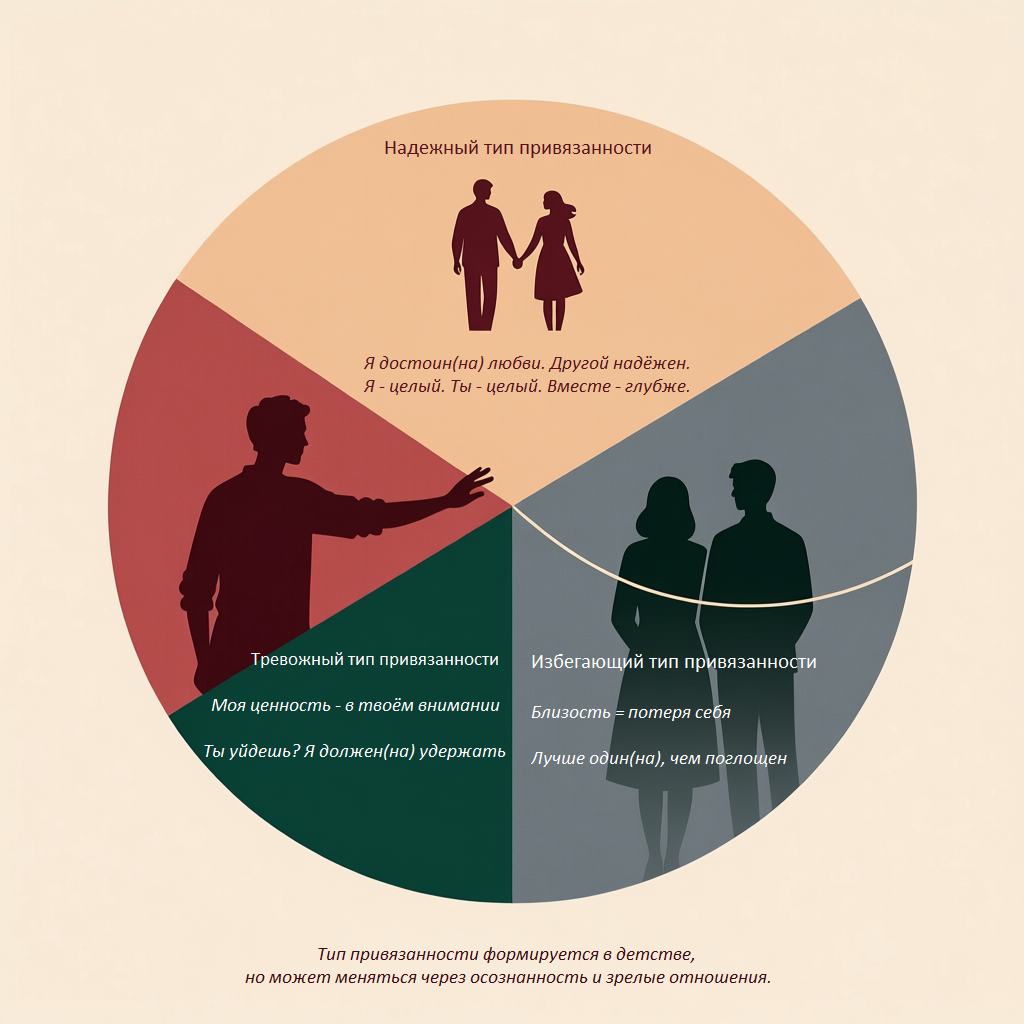Типы привязанности: надежный, тревожный, избегающий