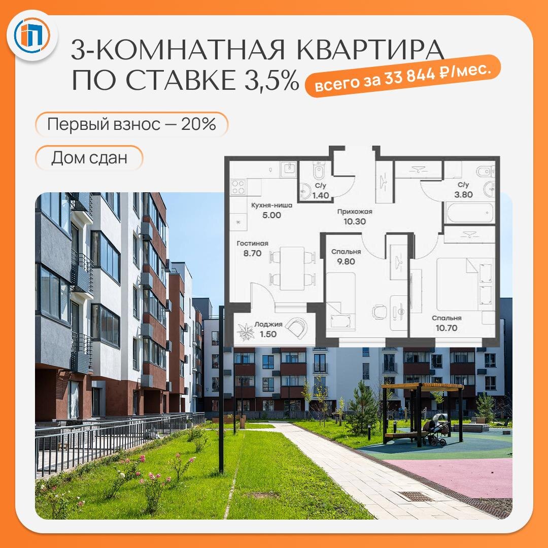 Смешной платёж 33 844 ₽/мес. за собственную трёшку в готовом доме — АН «Простор»