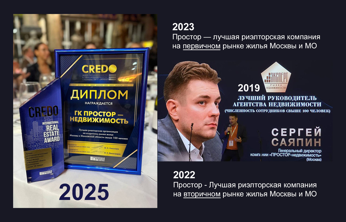 Простор — вновь получил звание лучшей компании на Московском рынке недвижимости