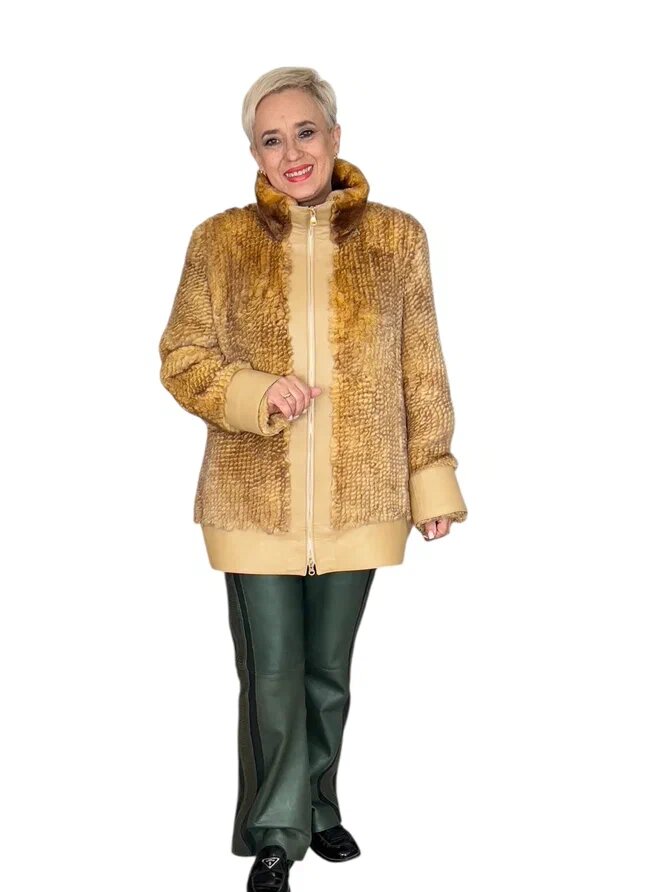 Переделка трикотажного жакета из меха шиншиллы. Ателье Ирины Берзиной.