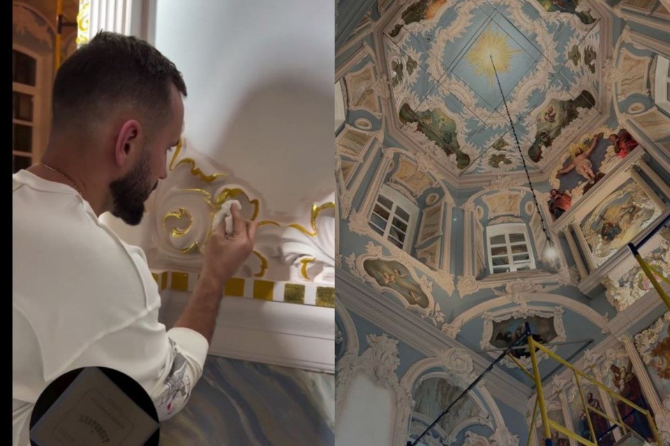 Николай нашел себя в украшении иконостаса сусальным золотом. Фото: соцсети Николая Сердюкова