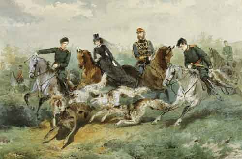 Зичи М.А., Семья Александра II на псовой охоте. ГМЗ "Павловск". Источник: nasledie30.tmweb.ru