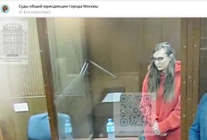 Татьяна Бондаренко в Басманном суде. Скриншот: ТГ-канал "Суды общей юрисдикции города Москвы"