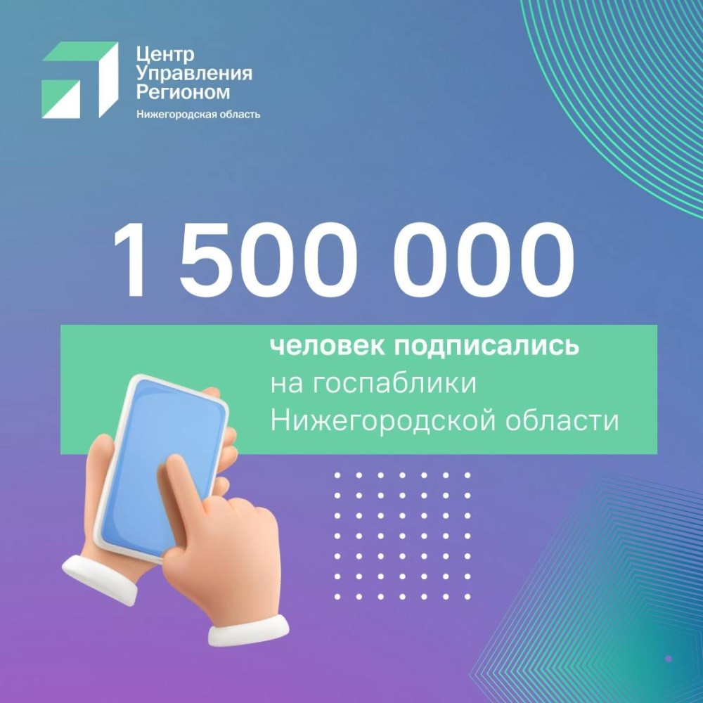    1,5 млн уникальных подписчиков насчитывается у нижегородских госпабликов