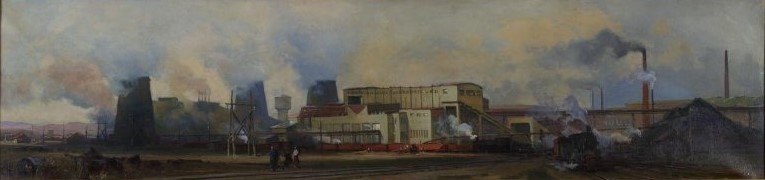 А.М.Грицай. Панорама уральского завода. 1942. Пермская государственная художественная галерея.