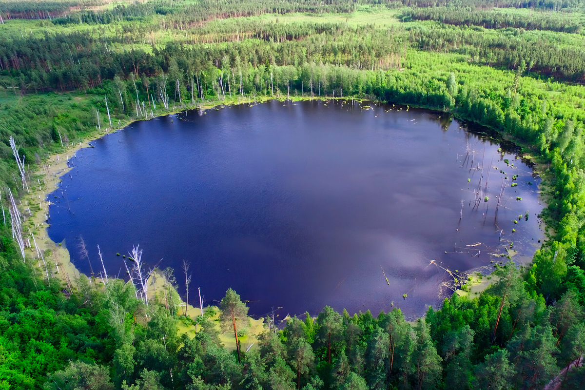 У водоёма идеально круглая форма, но оценить это можно только при съёмке с квадрокоптера. Фото: Евгений Анатольевич Шелковников / Wikimedia