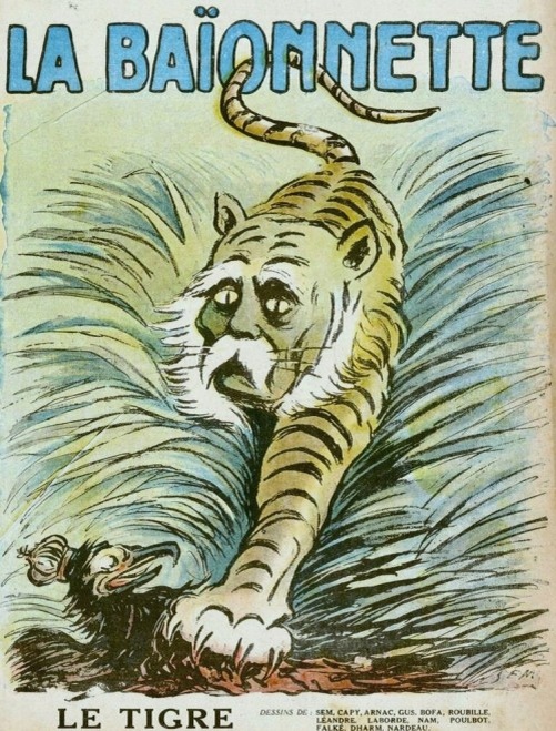 Тигр Клемансо давит прусского орла. Карикатура 1919 г.