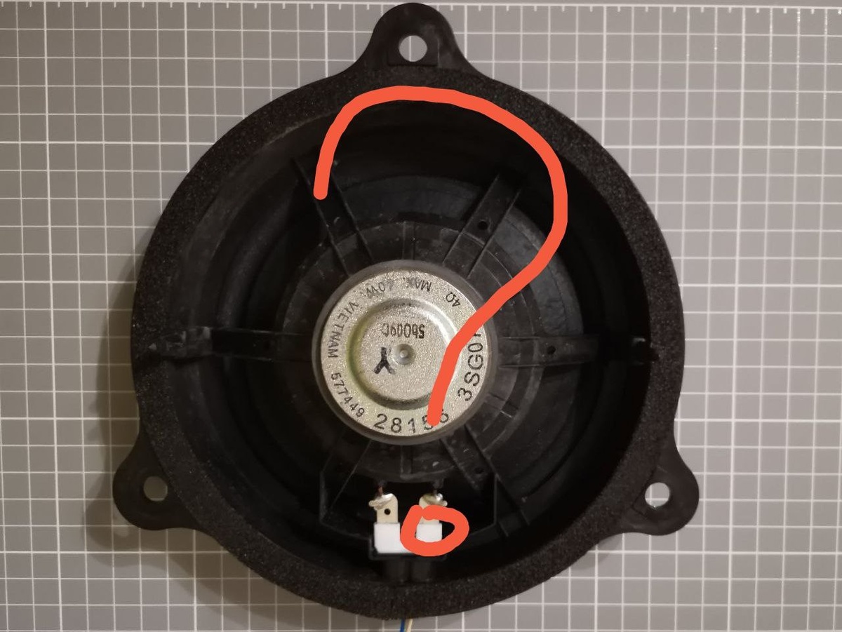 Полярность на клеммах динамика не промаркирована