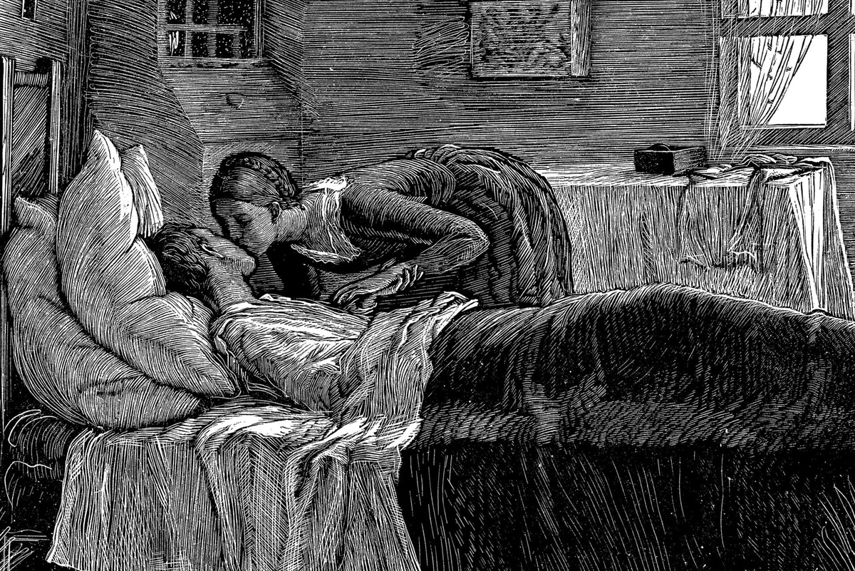    Никита Фаворский. Поцелуй. Фрагмент гравюры на дереве. 1938 год. / Фото: prodetlit.ru