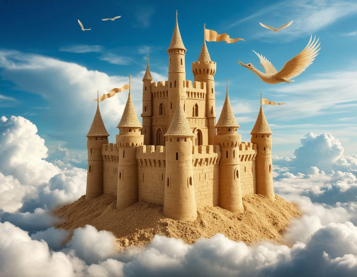 любовная зависимость как замок из песка, летящий в небе