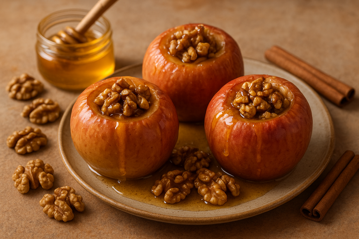 Печёные яблоки с орехами и мёдом