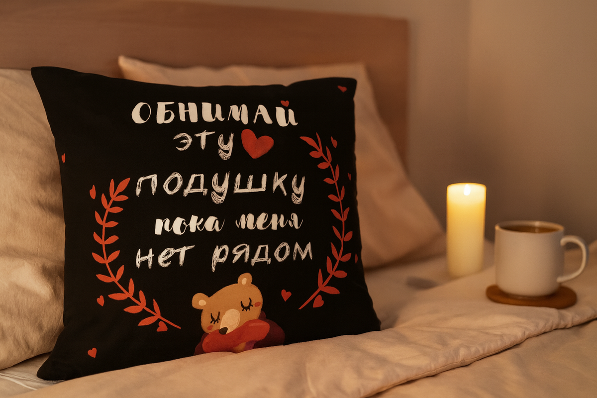 Идея подарка жене на годовщину — подушка, которая обнимает вместо вас.