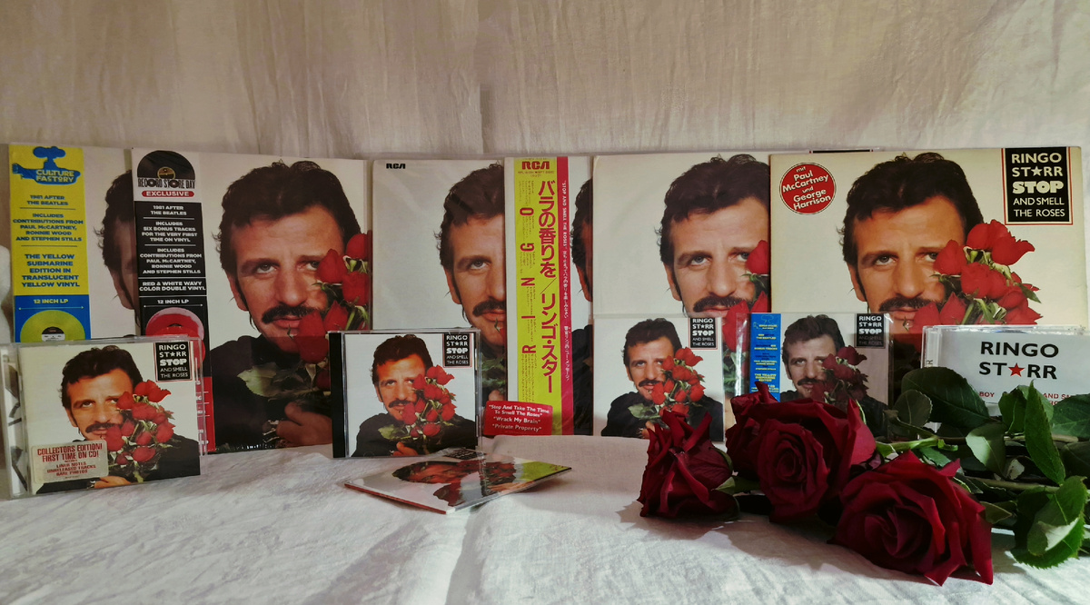 Варианты издания альбома «Stop and Smell the Roses» Ринго Старра на виниловых пластинках и компакт-дисках.