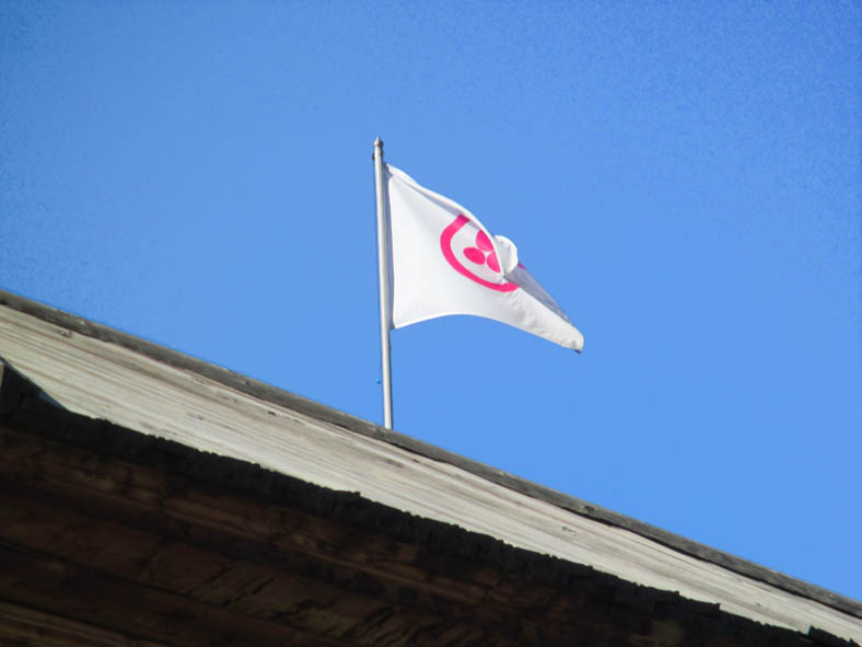 Музей Рерихов в Верх-Уймоне.  Знамя Мира над Музеем. Фото автора.