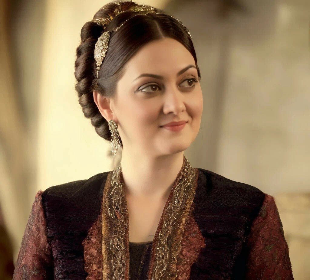 Бейхан поправила замысловатую прическу...