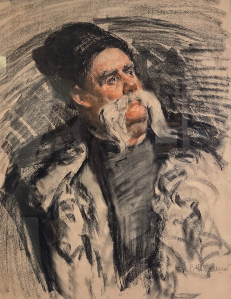 Василий Мешков. Портрет Владимира Гиляровского. Последняя треть XIX - первая половина XX века. Бумага, смешанная техника, уголь, сангина