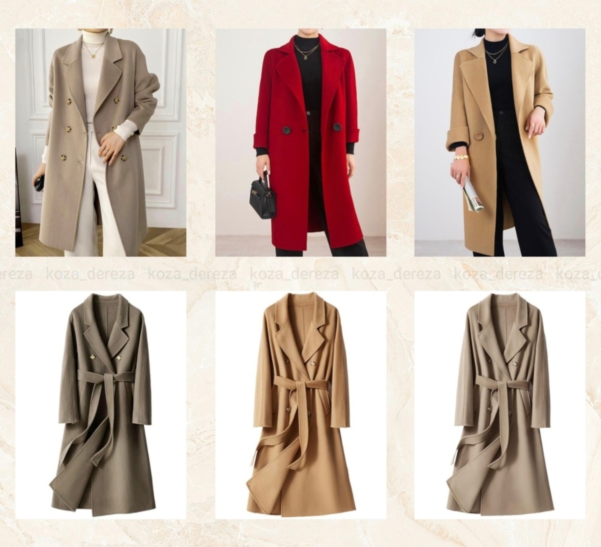 Примеры актуальных пальто. Фотоколлаж автора статьи
