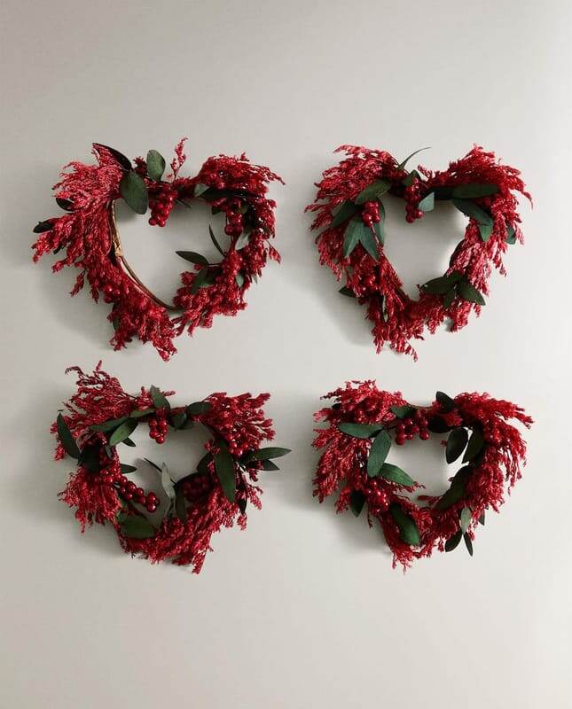 Набор рождественских салфеточных колец в форме листа сердца 