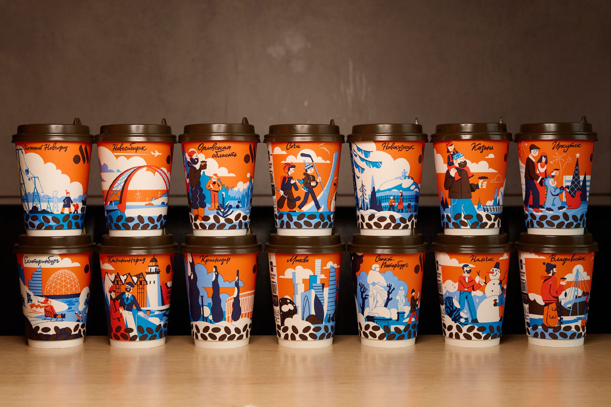 «Вкусно — и точка» представила коллекцию стаканов с зимними пейзажами российских городов