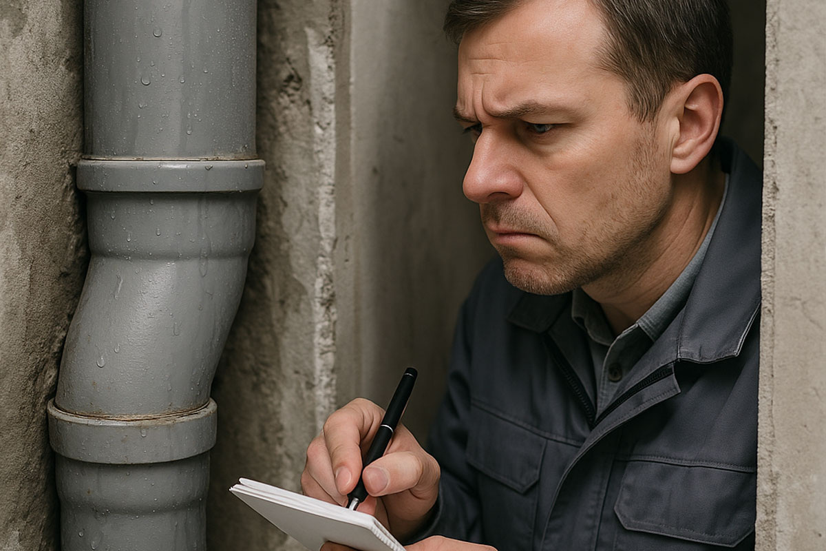 Осмотр канализационной трубы