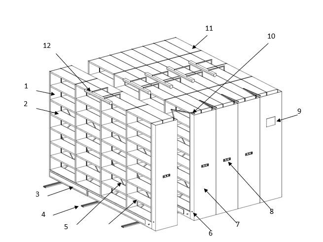 Конструкция мобильных стеллажей с электроприводом серии «Актив» ООО "Фирма "Сатурн"