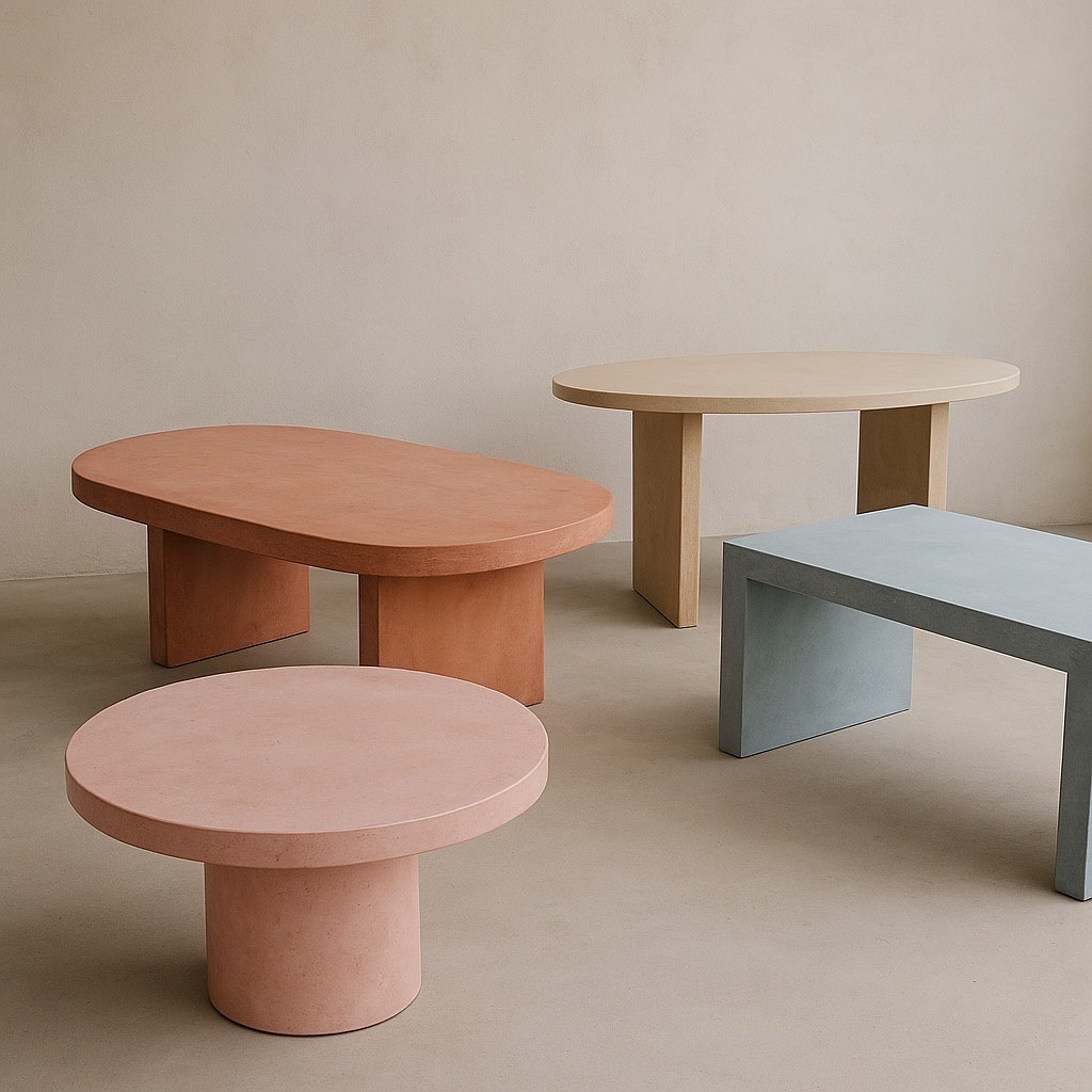 журнальных столиков разных оттенков из микроцемента