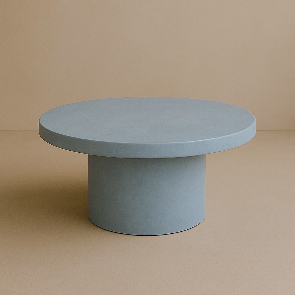 голубой столик из микроцемента