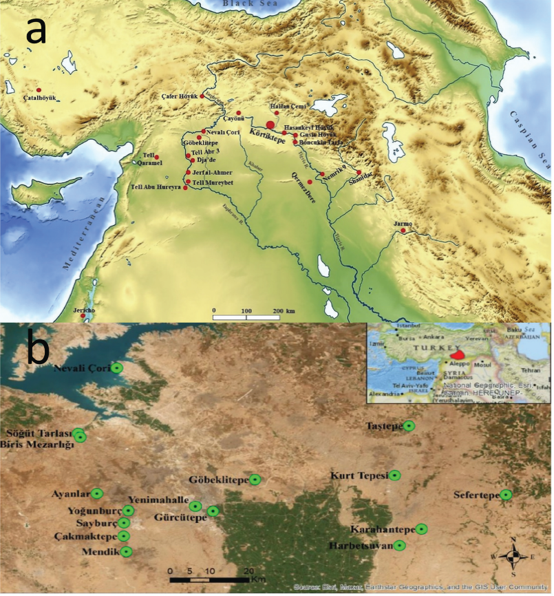Подборка археологических памятников вокруг Гёбекли-Тепе в верхней Месопотамии (по Siddiq и др., 2021).