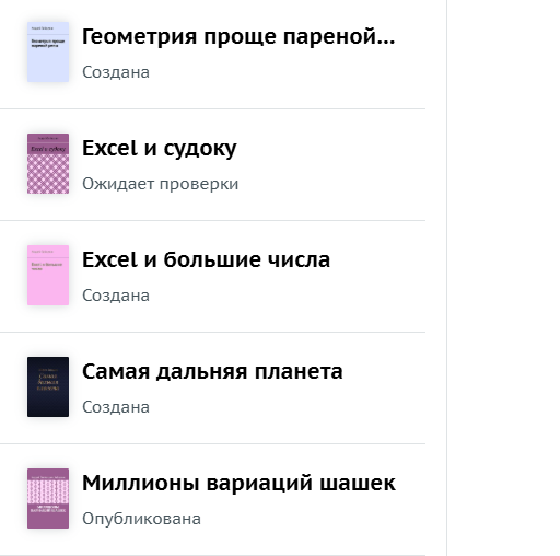 Скриншот из моей страницы в издательстве
