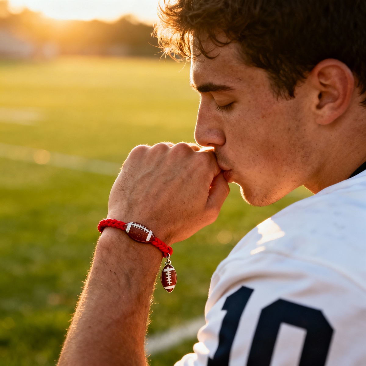 Футболист с красным браслетом на запястье - символ суеверий