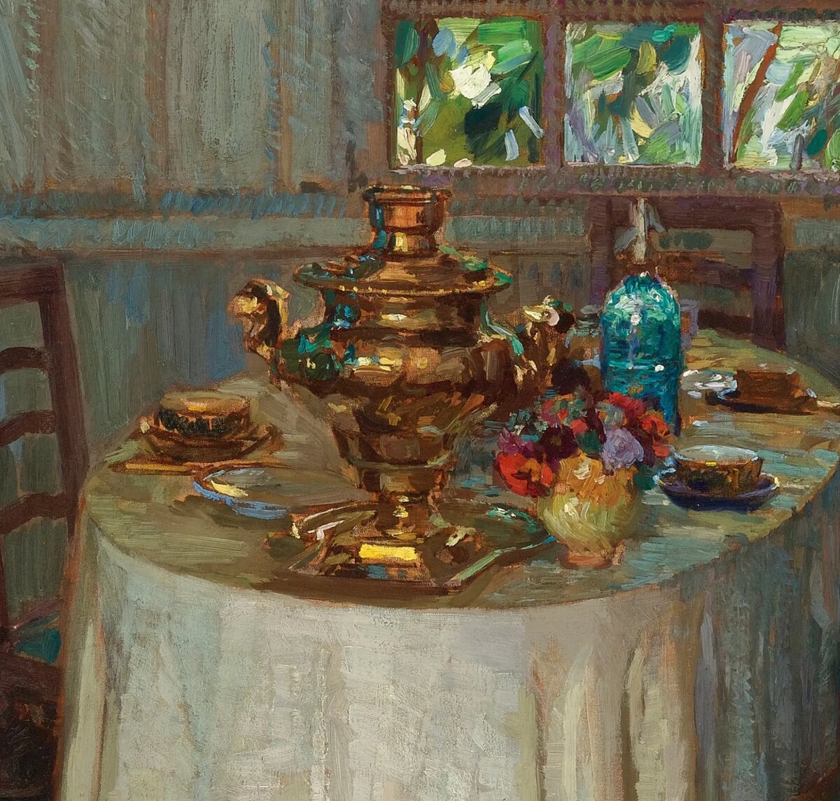 Станислав Жуковский "Интерьер с самоваром" (1914)