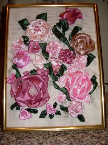 Моя работа.Вышивка лентами.