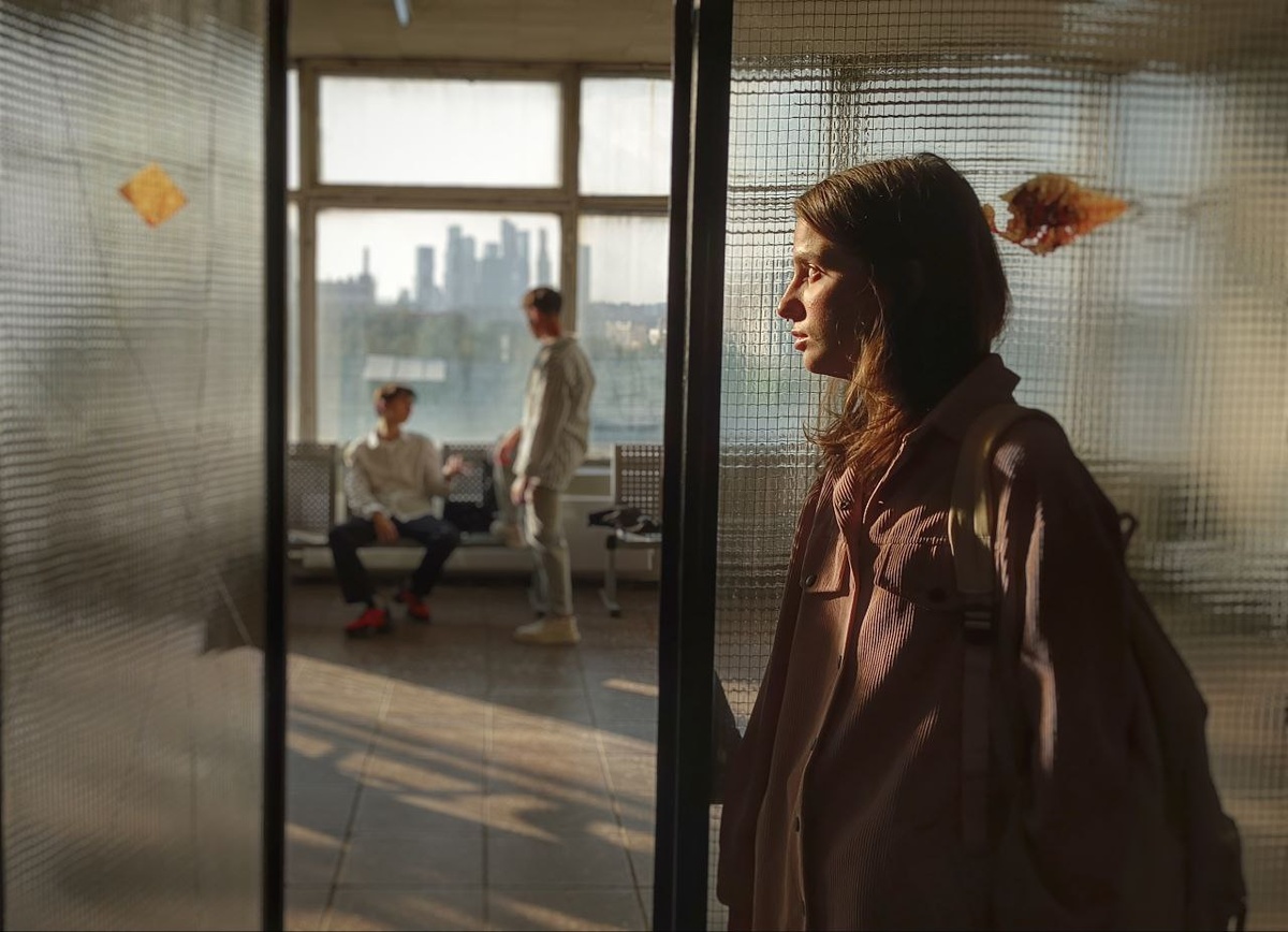 На съёмках. 