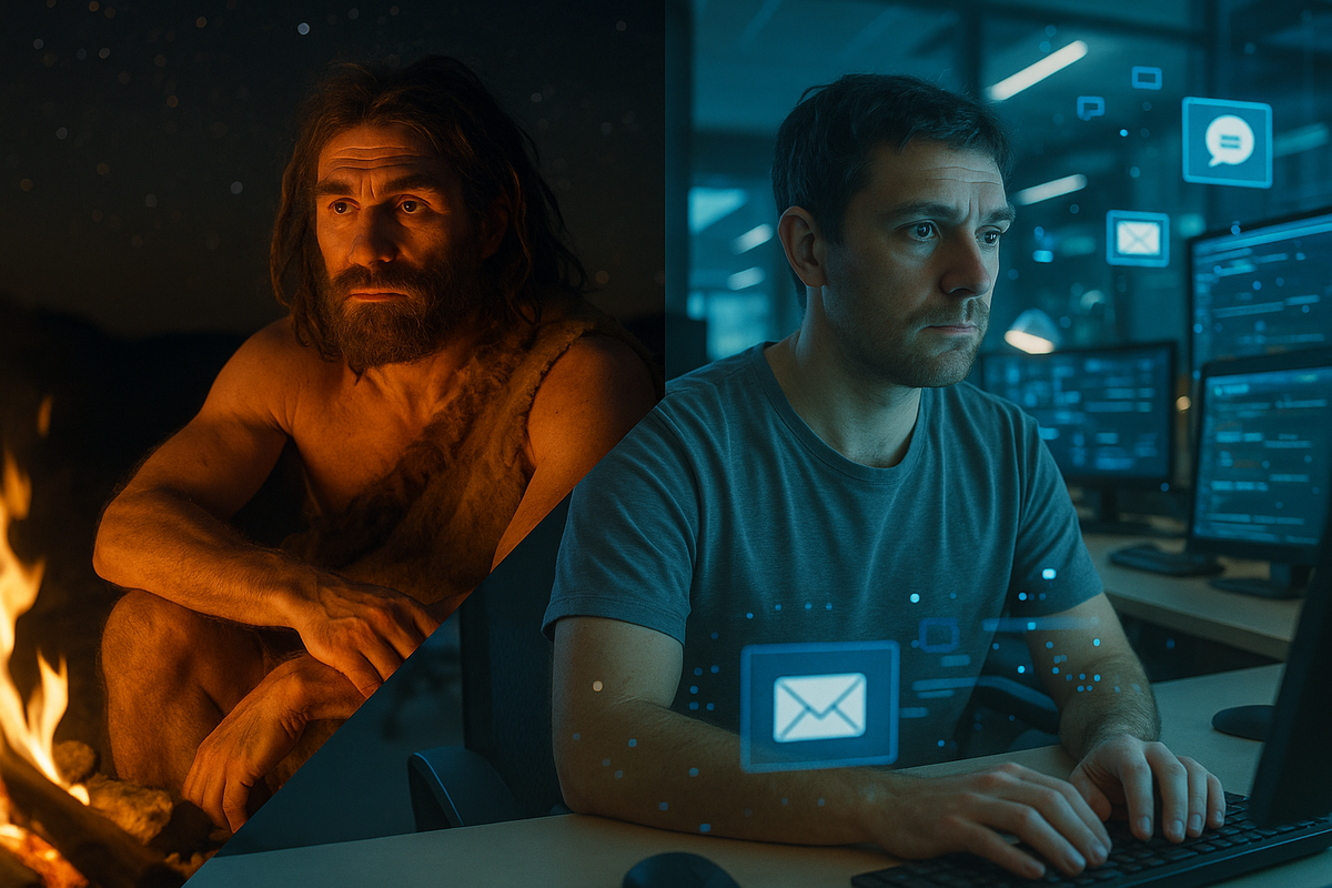 Наш мозг всё ещё из каменного века — просто теперь вместо тигров у нас уведомления