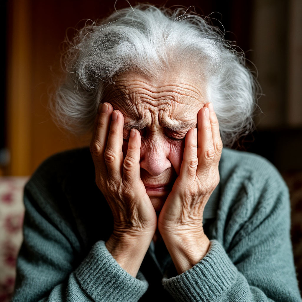 Бабушка плачет