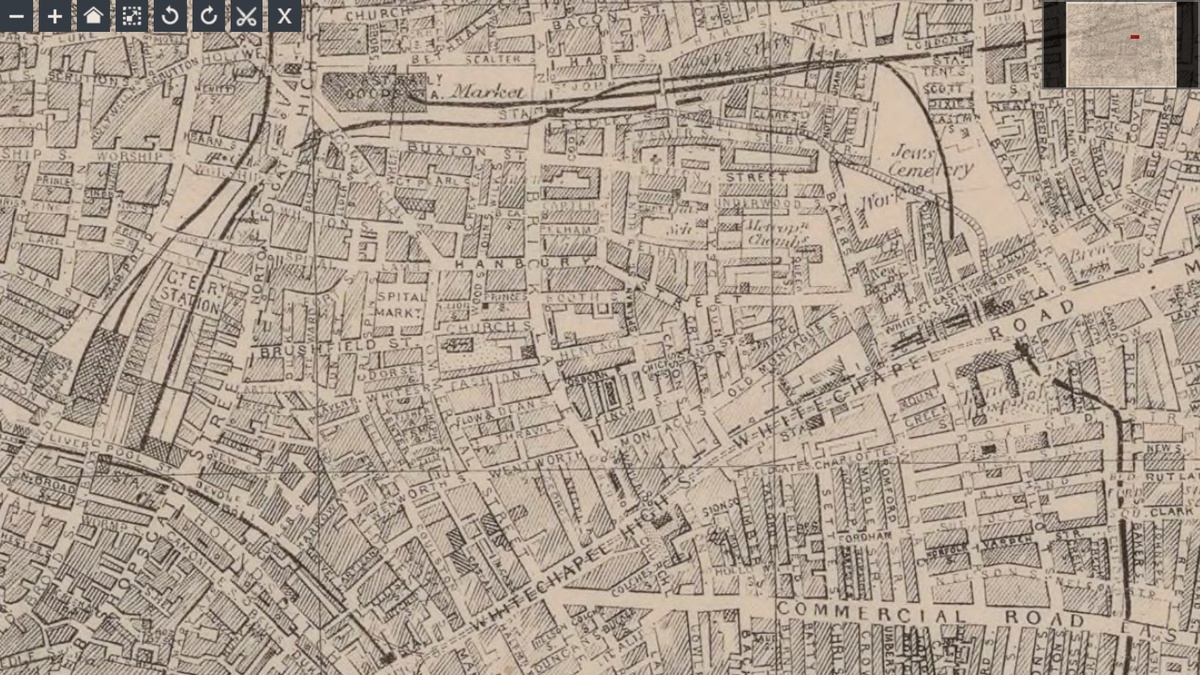 Уайтчепел на старой карте 1888 года — лабиринт переулков, где охотился неизвестный.