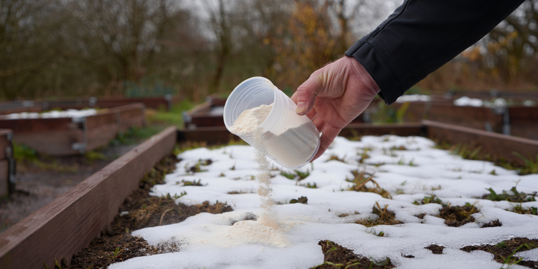 1 стакан «муки» заменяет 17 килограмм навоза. Раскидываю даже по снегу (весной земля лучше чернозёма)