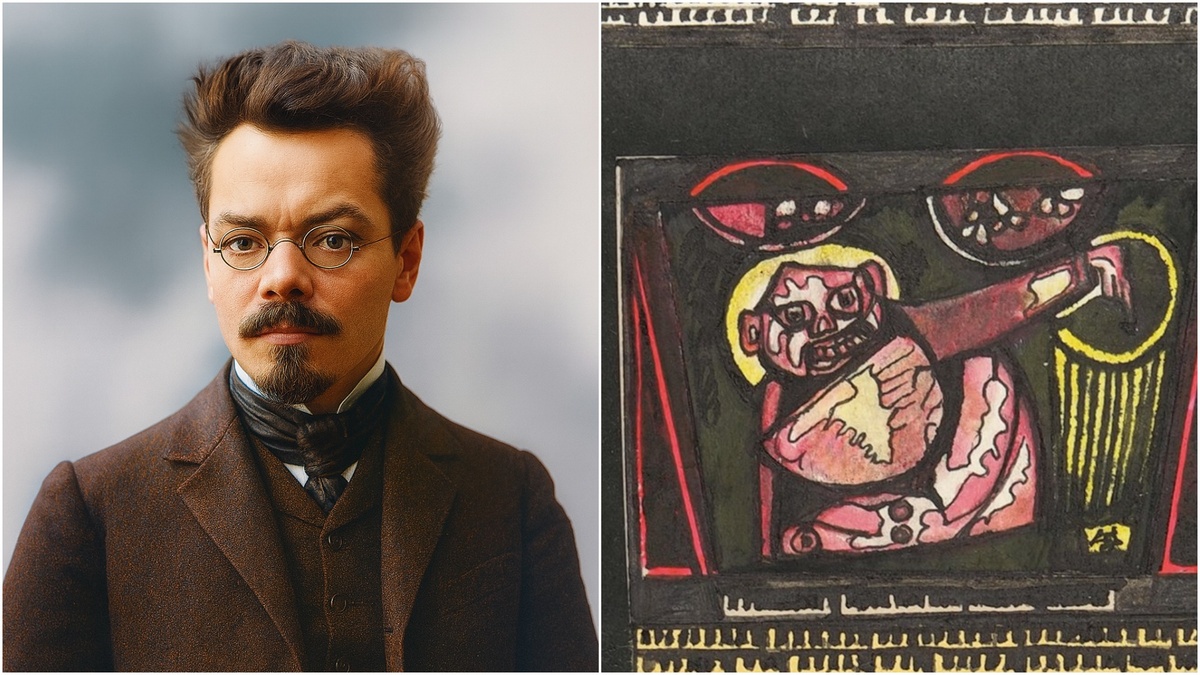 Алексей Ремизов и страница из его рукописи «Тулумбас»